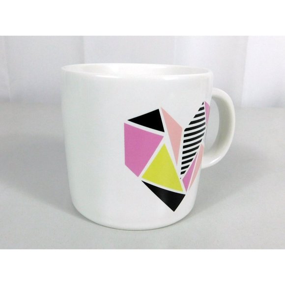 Caribou Coffee Geometric Heart White Coffee Mug All HEART 2016 Ceramic 12 oz - Picture 2 of 10